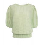 NED Amsterdam Top Morant1/2 SS Floral Ajour Tricot groen